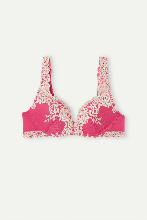 Intimssimi Pretty Flowers Gioia Super Push-up Bra Pink | USICD96031