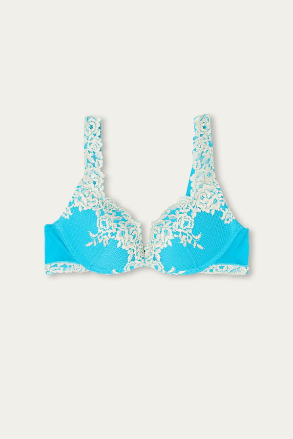 Intimssimi Pretty Flowers Gioia Super Push-up Bra Blue | USIIZ36468