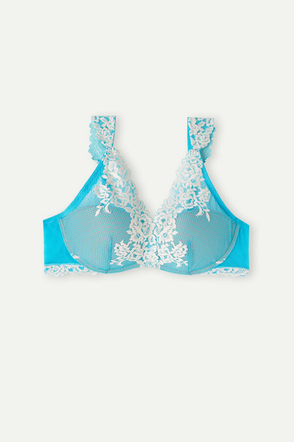 Intimssimi Pretty Flowers Giorgia Balconette Bra Blue | USNZX63849