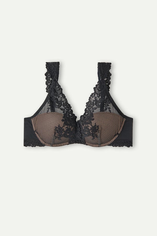 Intimssimi Pretty Flowers Giorgia Balconette Bra Black | XUSBH14304