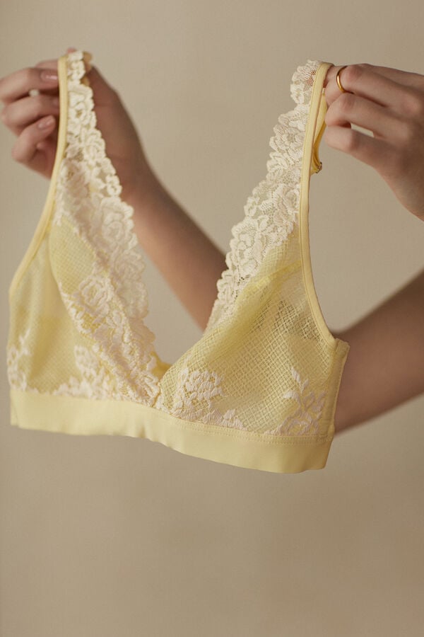 Intimssimi Pretty Flowers Lara Triangle Bra Yellow | FUSUI94198