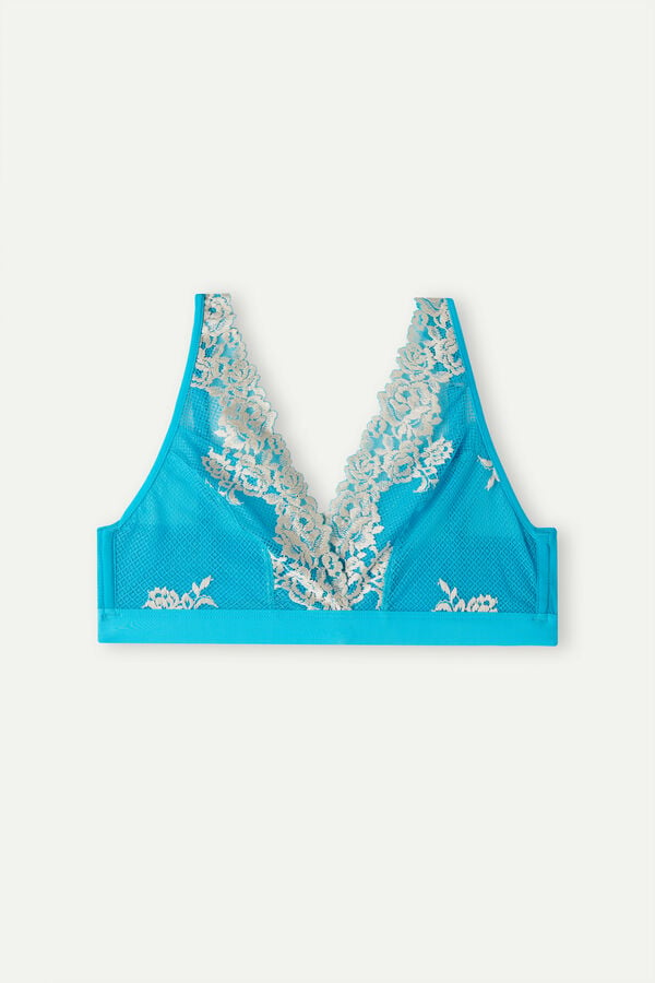 Intimssimi Pretty Flowers Lara Triangle Bra Blue | GUSUC75320