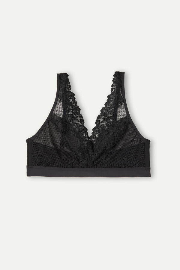 Intimssimi Pretty Flowers Lara Triangle Bra Black | USQAV88797