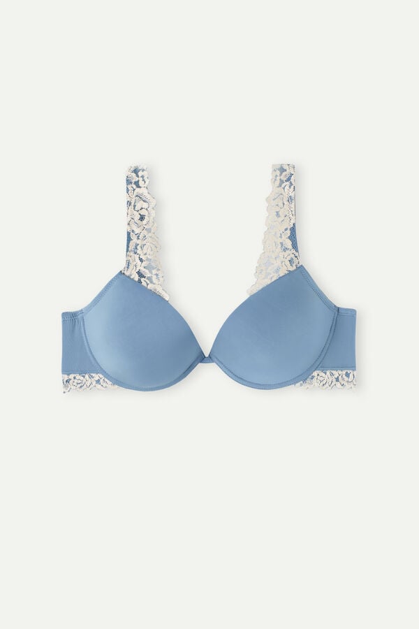 Intimssimi Pretty Flowers Microfiber Bellissima Push-up Bra White | EUSVG58039