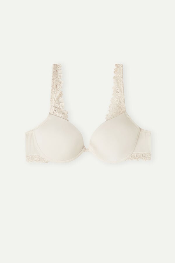 Intimssimi Pretty Flowers Microfiber Bellissima Push-up Bra Natural | GUSUC29821