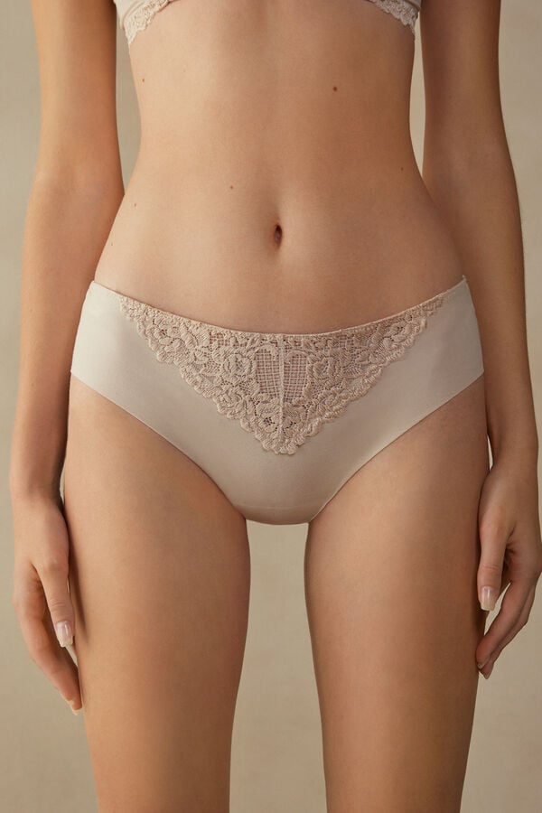 Intimssimi Pretty Flowers Seamless Cotton Panties Natural | LUSTR79735