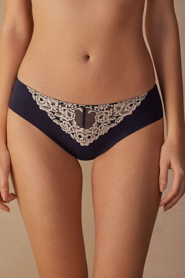 Intimssimi Pretty Flowers Seamless Cotton Panties Blue | USICD40260