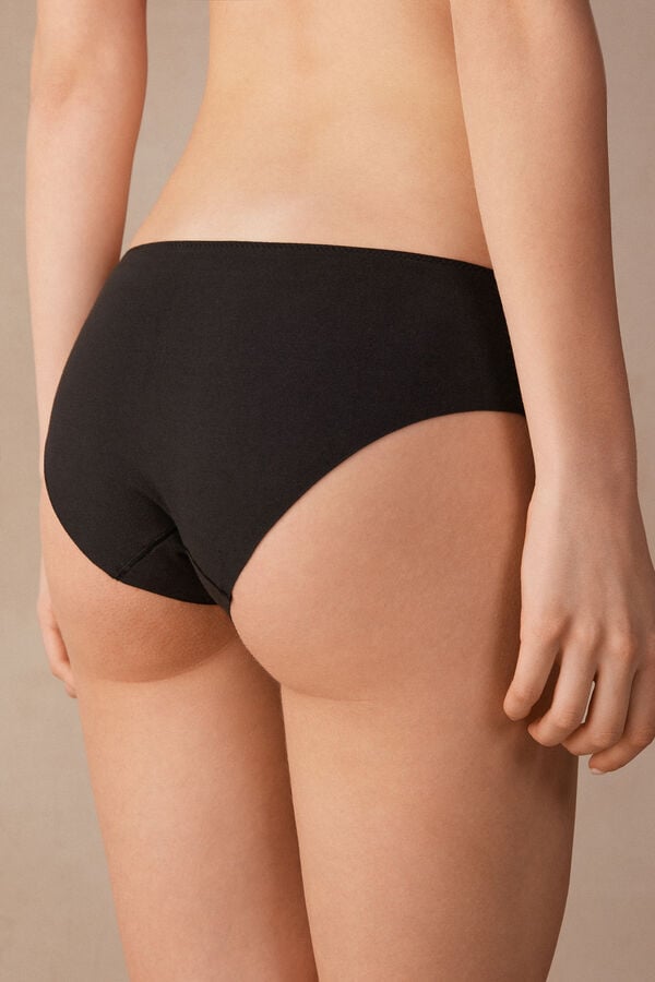 Intimssimi Pretty Flowers Seamless Cotton Panties Black | UUSTG26513