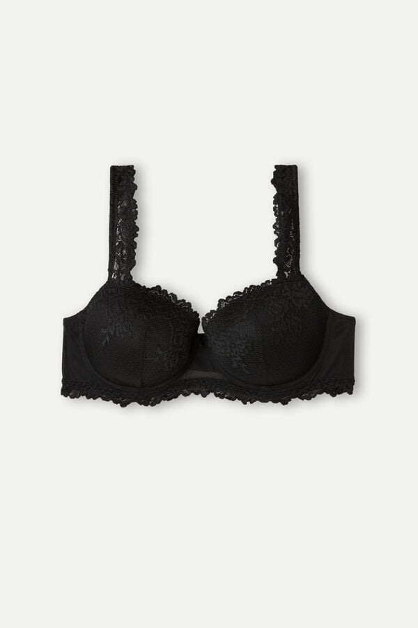 Intimssimi Pretty Flowers Sofia Balconette Bra Black | AUSWC68564