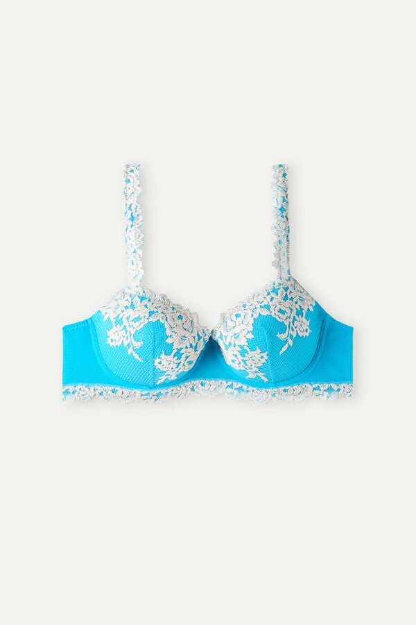 Intimssimi Pretty Flowers Sofia Balconette Bra Blue | FUSHY89297