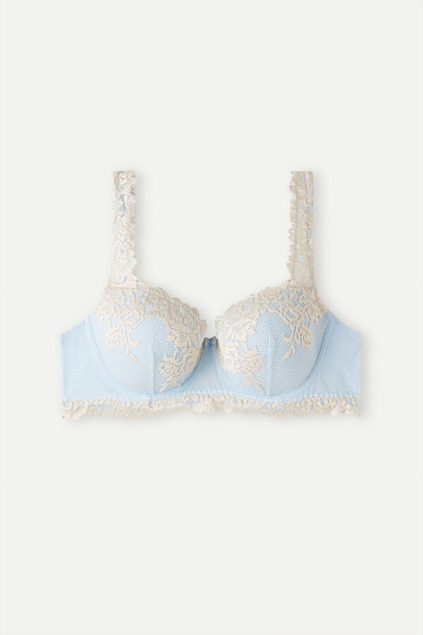 Intimssimi Pretty Flowers Sofia Balconette Bra Light Blue | USCIF35245