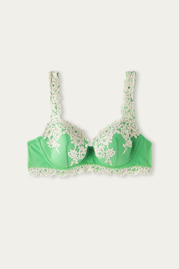 Intimssimi Pretty Flowers Sofia Balconette Bra Green | USJKU59306