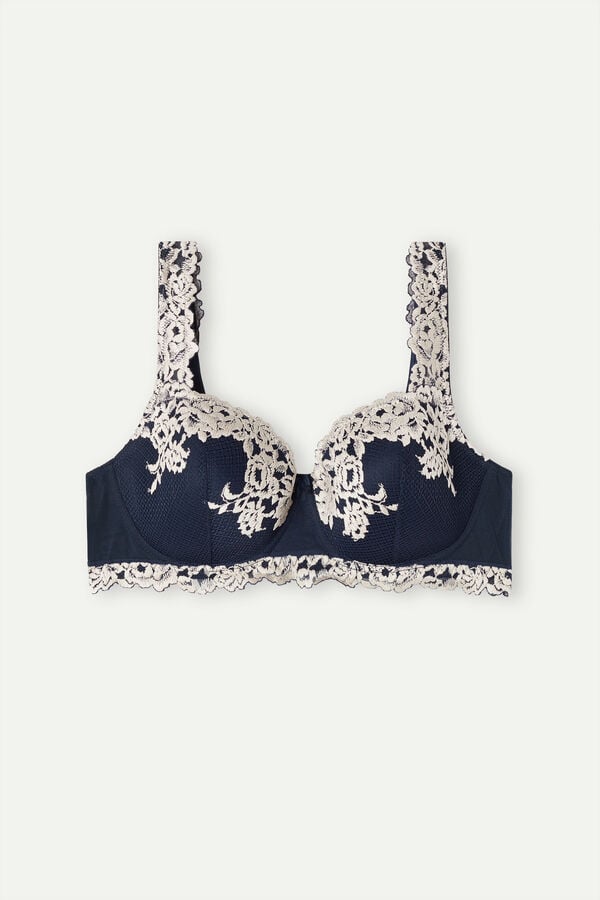 Intimssimi Pretty Flowers Sofia Balconette Bra Blue | USJKU60653