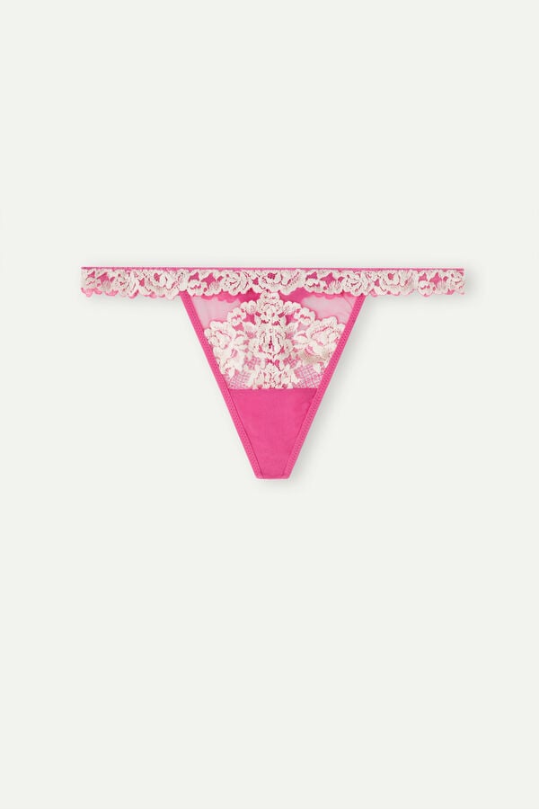 Intimssimi Pretty Flowers String Thong Pink | USNZX73300