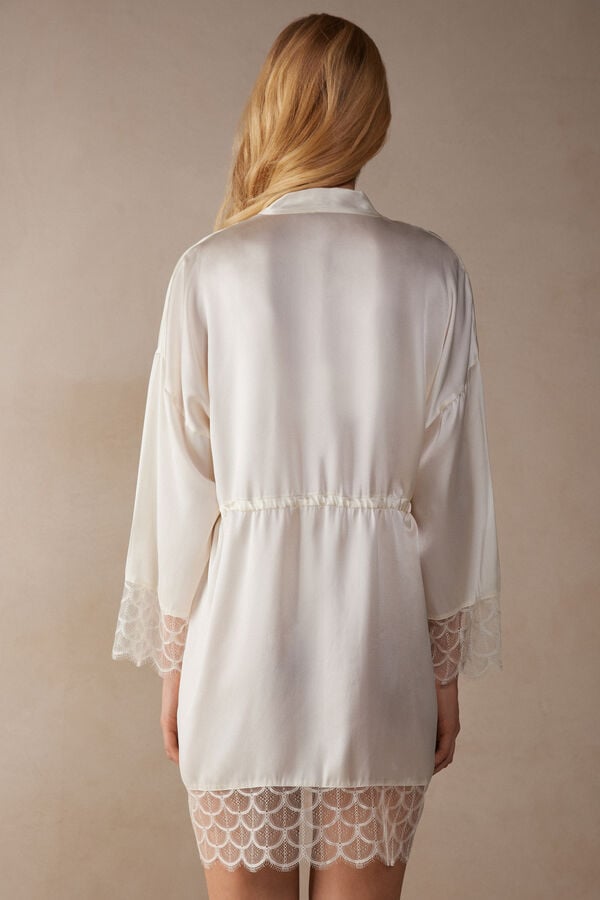 Intimssimi Pure Charme Silk Kimono White | LUSSX23871