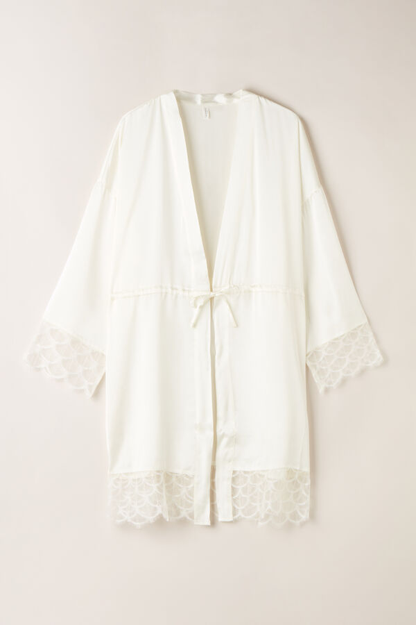 Intimssimi Pure Charme Silk Kimono White | LUSSX23871