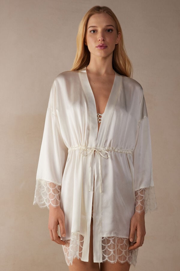 Intimssimi Pure Charme Silk Kimono White | LUSSX23871