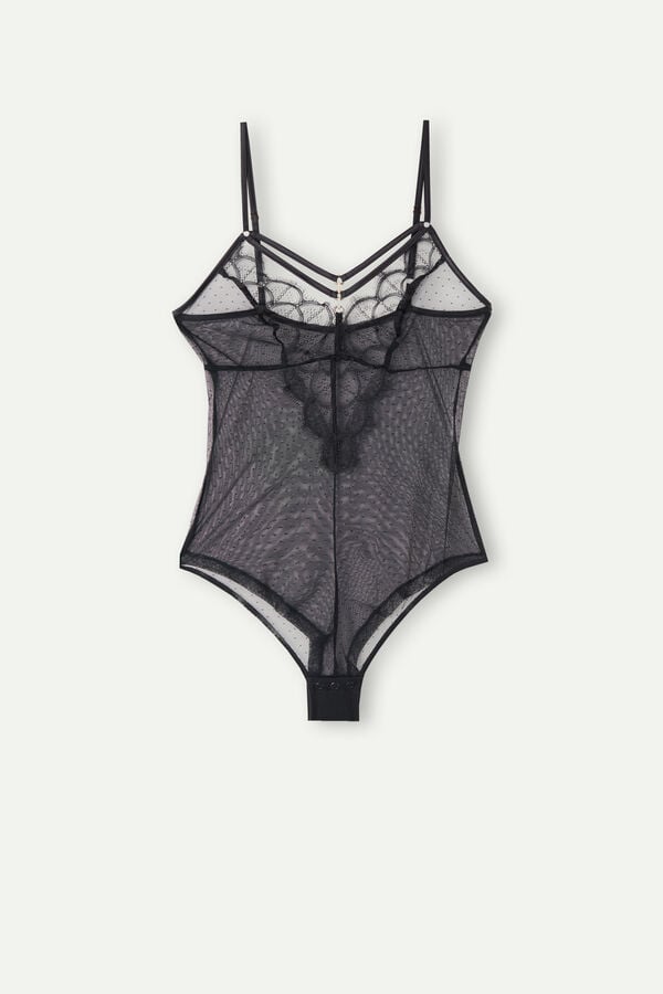 Intimssimi Pure Charme Tulle Bodysuit Black | USDYB36317