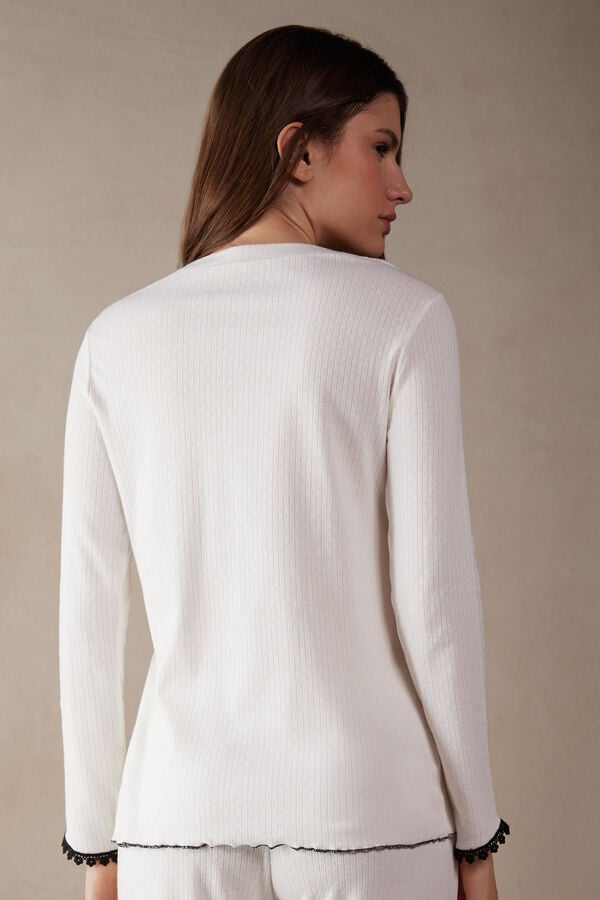 Intimssimi Pure Joy Long Sleeve Henley Top White | AUSDF13190