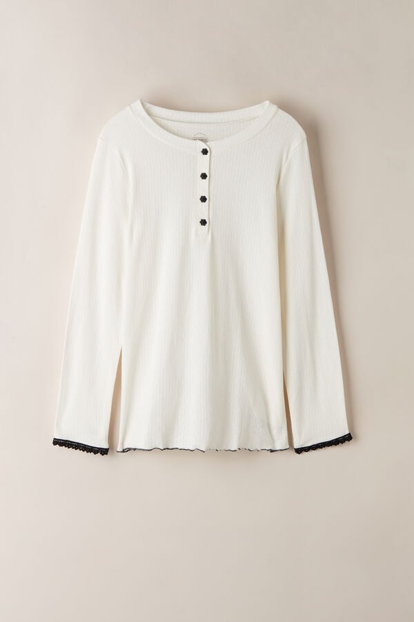 Intimssimi Pure Joy Long Sleeve Henley Top White | AUSDF13190