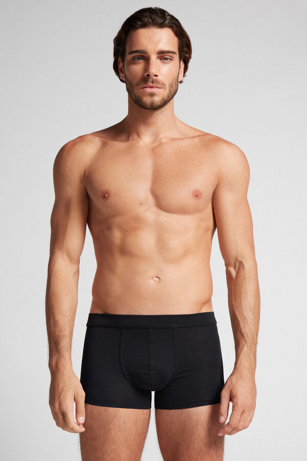 Intimssimi Push-up Boxers in Stretch Cotton Black | USJKU27624