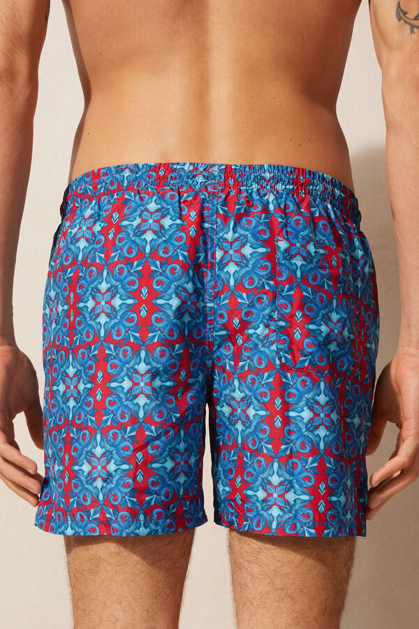 Intimssimi Red Moroccan Print Swim Trunks Blue | BUSSD27993