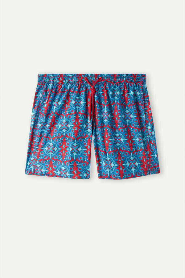 Intimssimi Red Moroccan Print Swim Trunks Blue | BUSSD27993