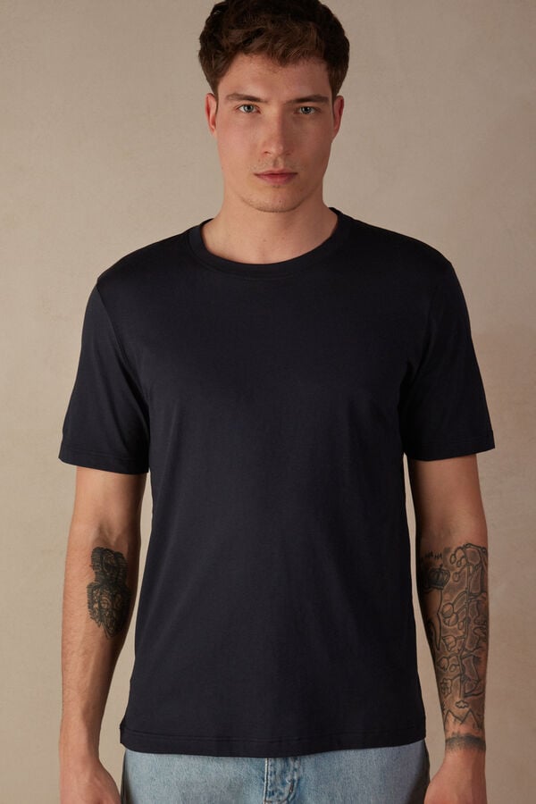 Intimssimi Regular Fit T-Shirt in Extrafine Supima® Cotton Black | EUSVG57873