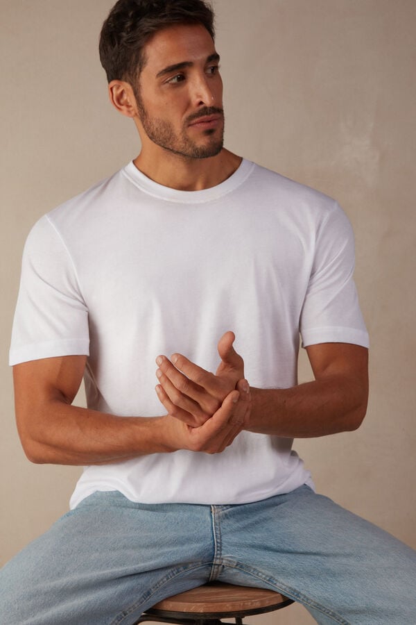 Intimssimi Regular Fit T-Shirt in Extrafine Supima® Cotton White | EUSVG69007