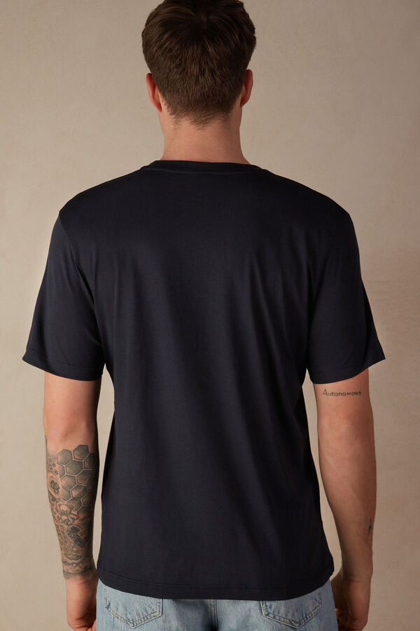 Intimssimi Regular Fit T-Shirt in Extrafine Supima® Cotton Blue | XUSGW13358