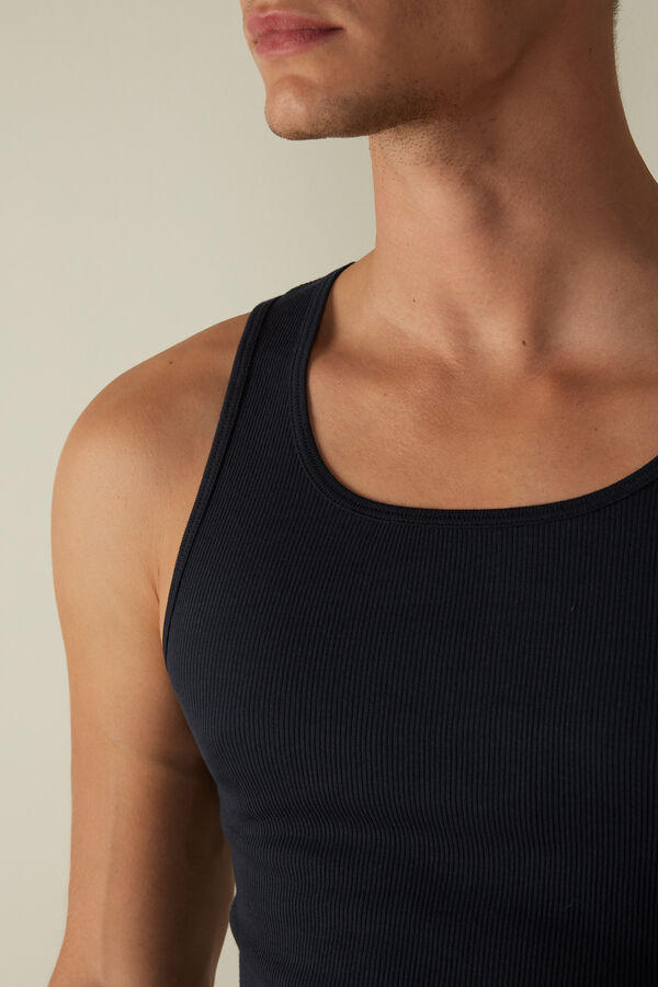 Intimssimi Ribbed Supima Cotton Tank Top Blue | AUSWC83465