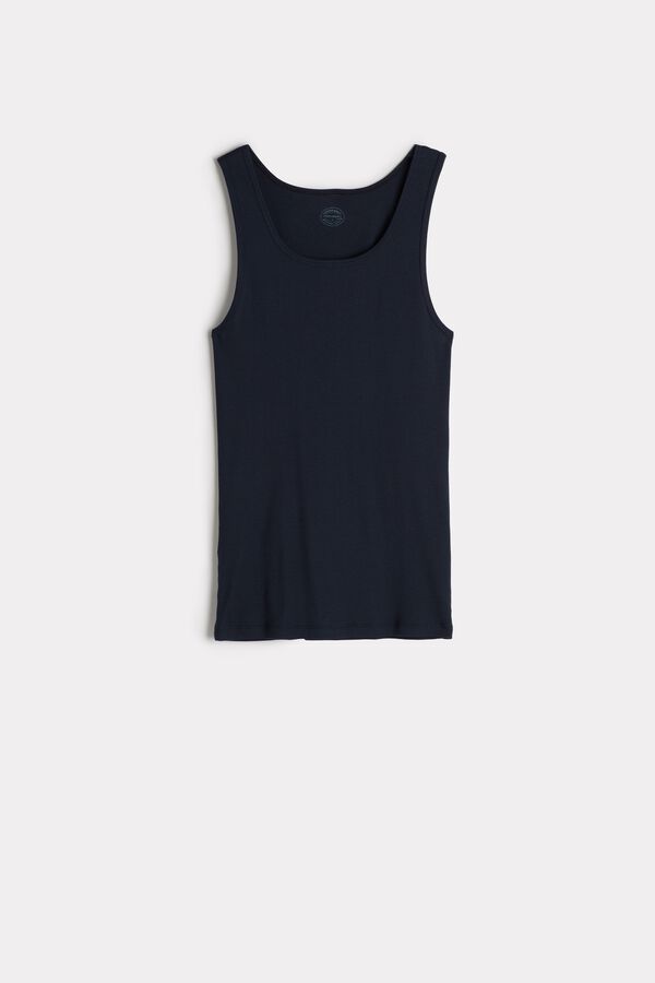 Intimssimi Ribbed Supima Cotton Tank Top Blue | AUSWC83465