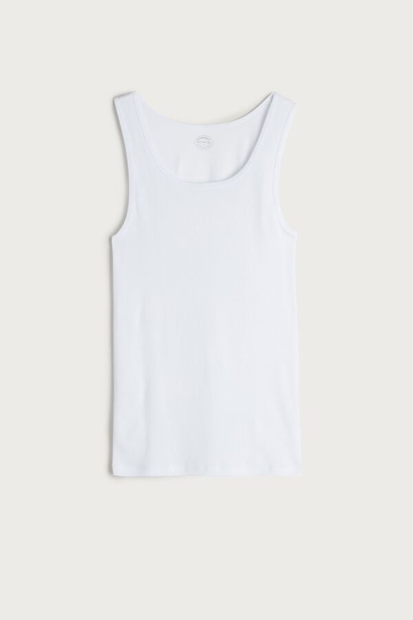 Intimssimi Ribbed Supima Cotton Tank Top White | MUSFT39528