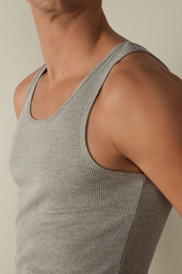 Intimssimi Ribbed Supima Cotton Tank Top Grey | QUSWA10315