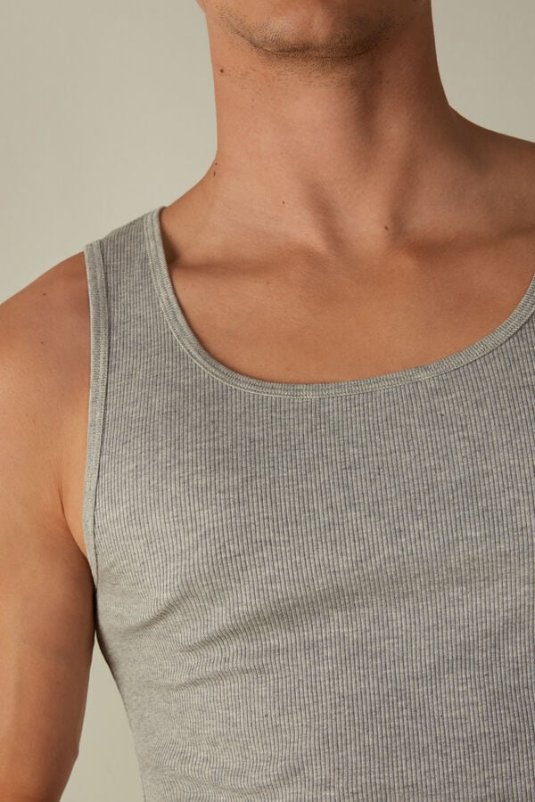 Intimssimi Ribbed Supima Cotton Tank Top Grey | QUSWA10315