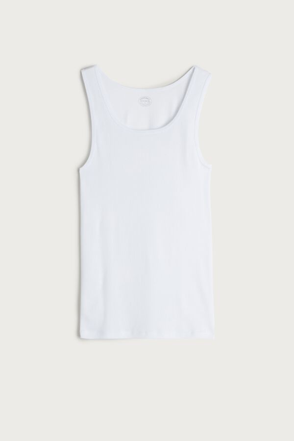 Intimssimi Ribbed Supima Cotton Tank Top White | USEGJ99428