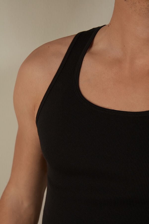 Intimssimi Ribbed Supima Cotton Tank Top Black | YUSGT82340