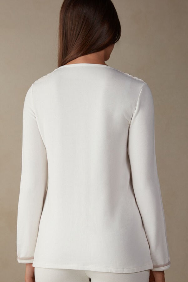 Intimssimi Romantic Bedroom Button Up Top in Modal with Wool White | EUSVG65836