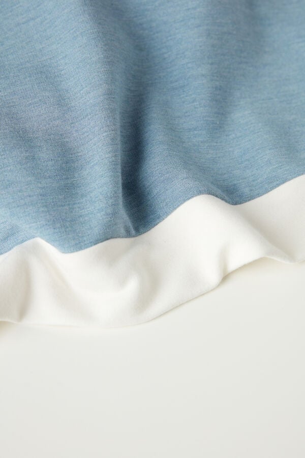 Intimssimi Romantic Bedroom Contrast Trim Top in Modal with Wool Light Blue | USQAV87445