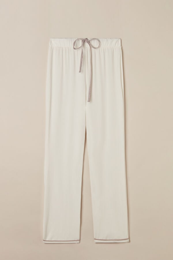 Intimssimi Romantic Bedroom Full Length Pants in Modal with Wool White | LUSSX57453