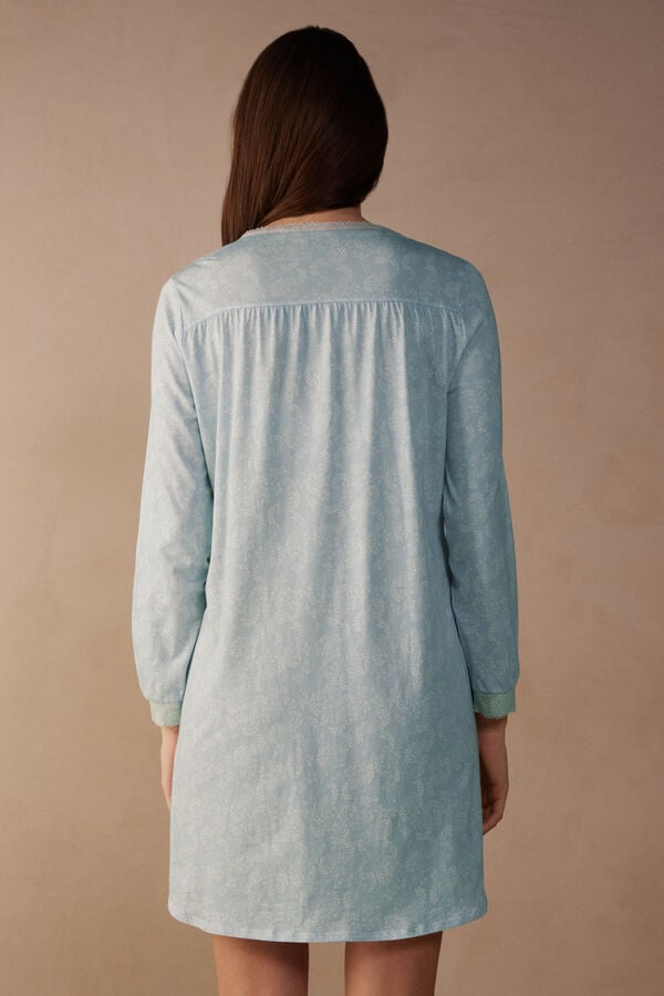 Intimssimi Romantic Cashmere Button Up Night Shirt Light Blue | FUSUI48877