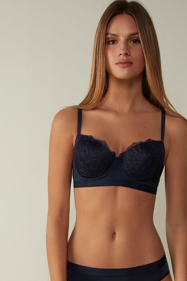 Intimssimi Romantic Life Sofia Balconette Bra Blue | USJZR70464