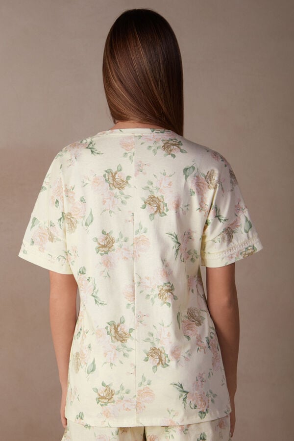 Intimssimi Scent of Roses Short Sleeve Cotton T-shirt Print | GUSUC75104