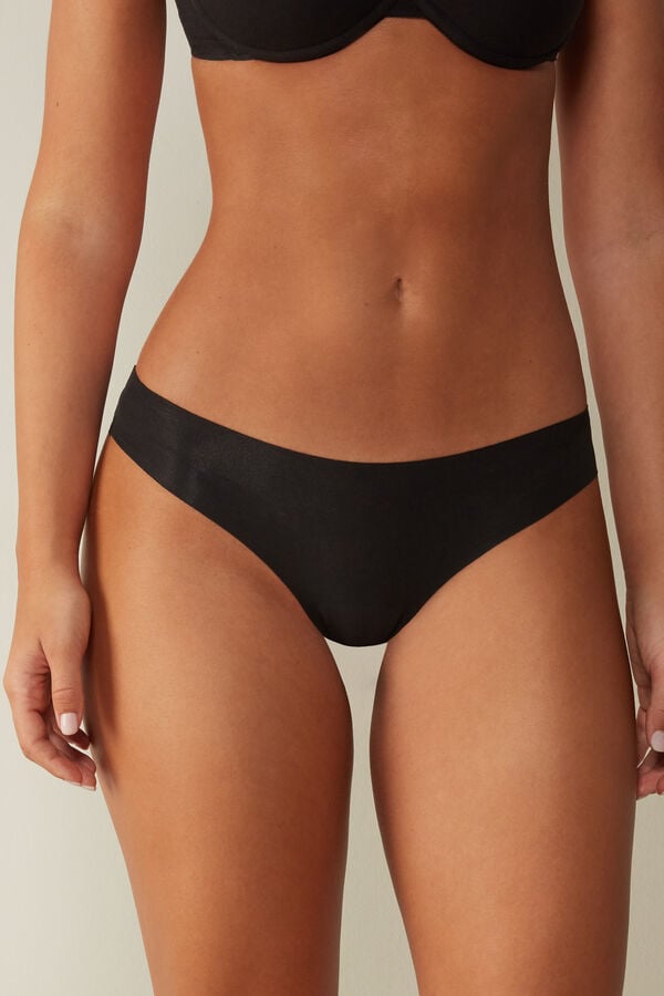 Intimssimi Seamless Supima® Cotton Brazilian Panties Black | TUSPQ99828