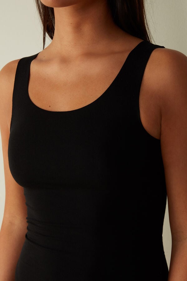 Intimssimi Seamless Supima® Cotton Tank Top Black | TUSPQ59889