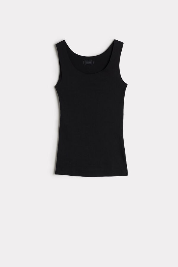 Intimssimi Seamless Supima® Cotton Tank Top Black | TUSPQ59889