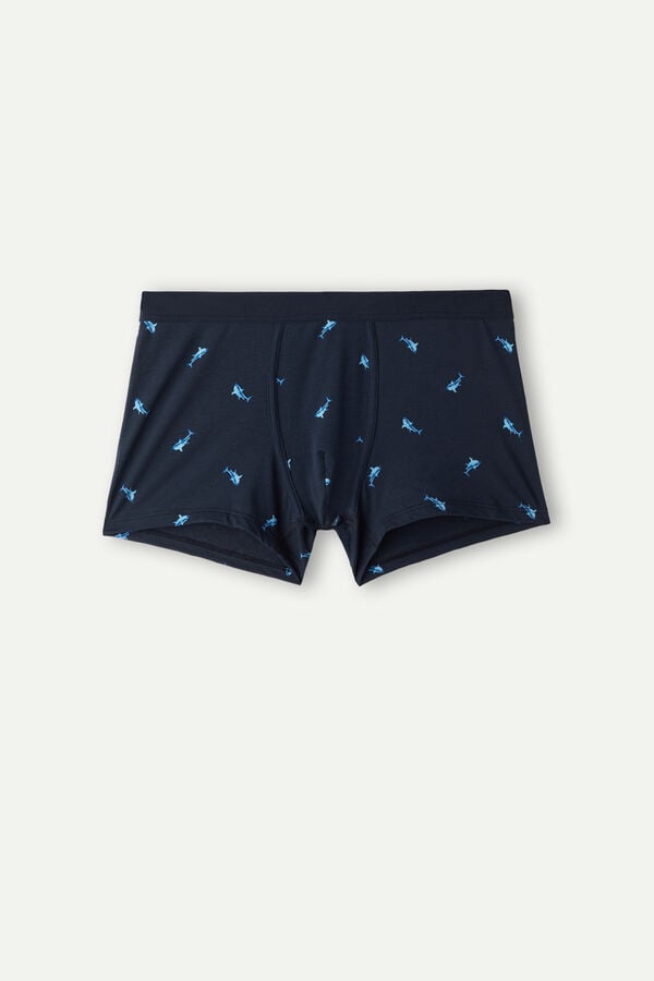 Intimssimi Shark Boxers in Natural Fresh Supima® Cotton Blue | UUSND88734