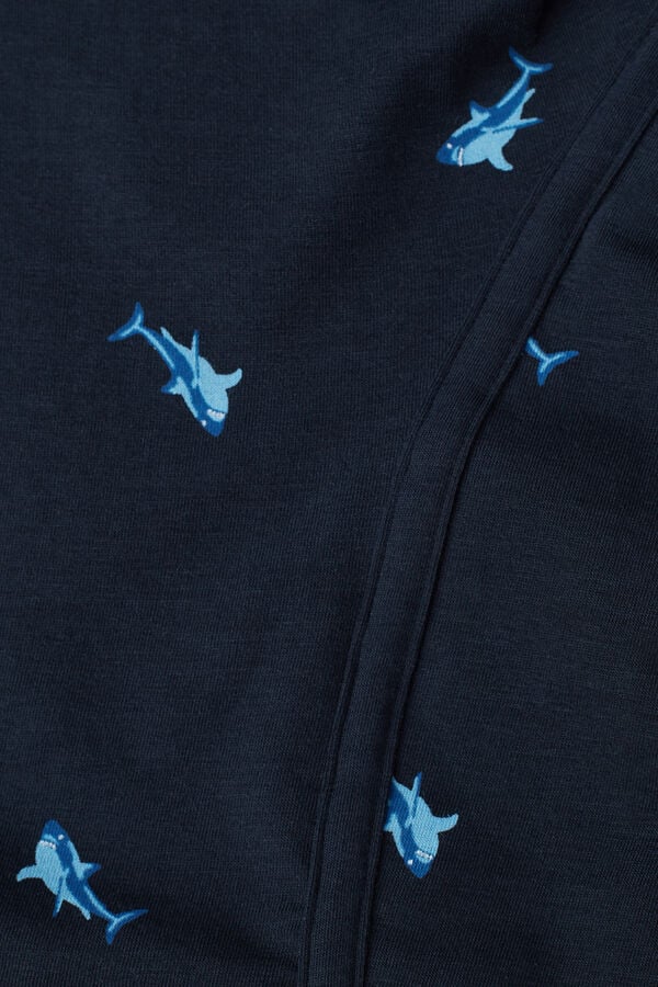 Intimssimi Shark Boxers in Natural Fresh Supima® Cotton Blue | UUSND88734