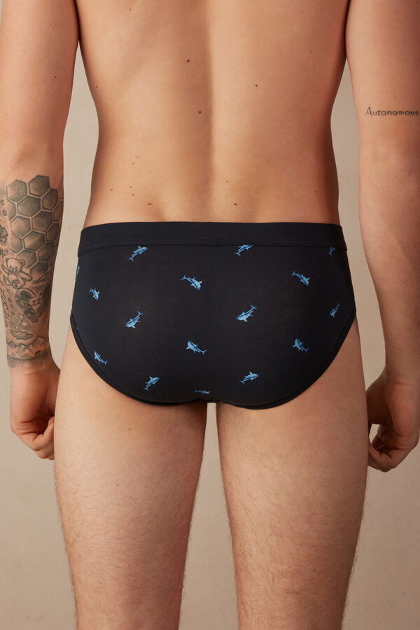 Intimssimi Shark Briefs in Natural Fresh Supima® Cotton Blue | USDFL72843