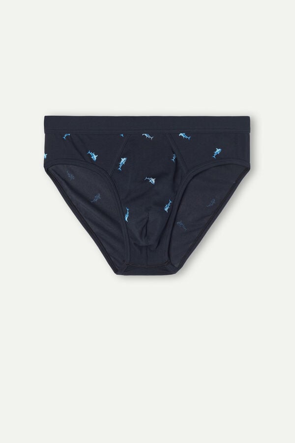 Intimssimi Shark Briefs in Natural Fresh Supima® Cotton Blue | USDFL72843